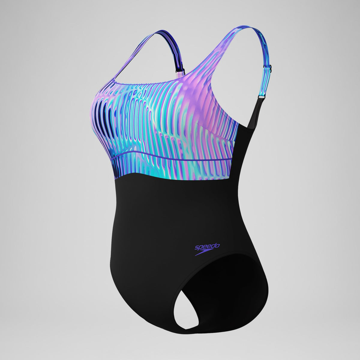 Shaping Printed Contour Eclipse Swimsuit Black/Purple | Speedo
