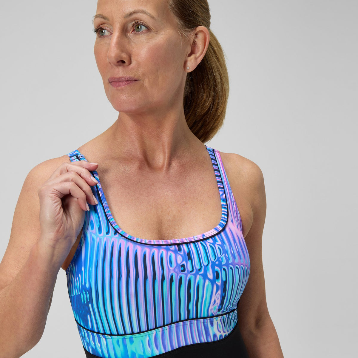 Shaping Printed Contour Eclipse Swimsuit Black/Purple | Speedo