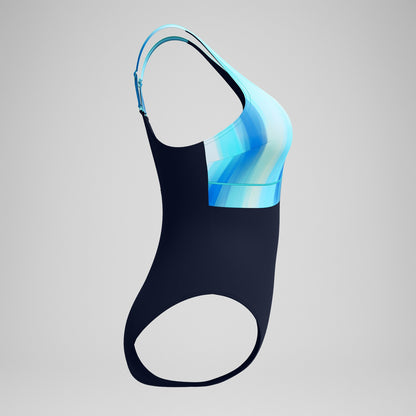 Shaping Printed Contour Eclipse Swimsuit Navy/Green | Speedo
