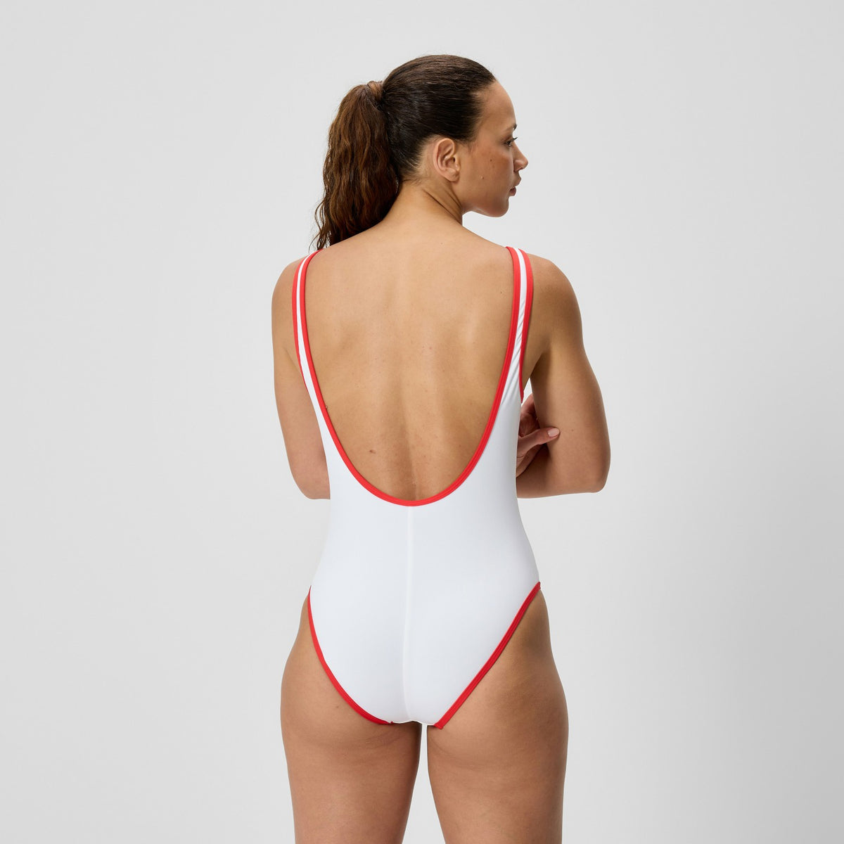 Jetstream Solid Bound Scoop Swimsuit Red/White | Speedo