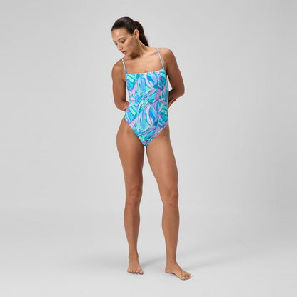 Printed Adjustable Thinstrap Swimsuit Green/Pink | Speedo
