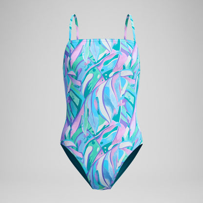 Printed Adjustable Thinstrap Swimsuit Green/Pink | Speedo