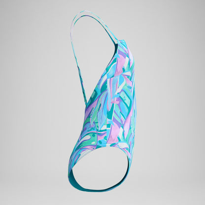 Printed Adjustable Thinstrap Swimsuit Green/Pink | Speedo