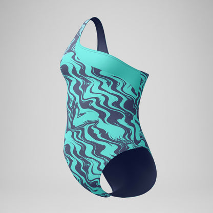 Asymmetric Swimsuit Turquoise/Grey | Speedo