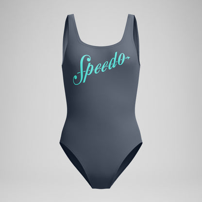 Logo Square Back Swimsuit Grey/Turquoise | Speedo