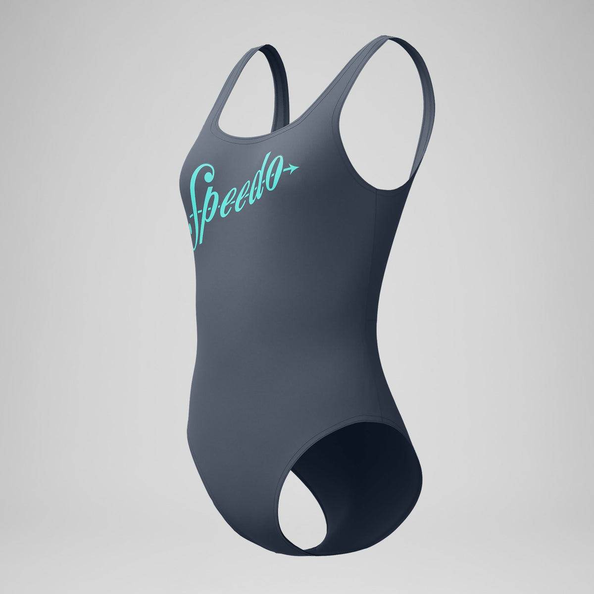 Logo Square Back Swimsuit Grey/Turquoise | Speedo