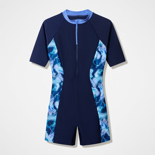 Modern Coverage Short Sleeve Legsuit Navy/Blue | Speedo