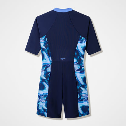 Modern Coverage Short Sleeve Legsuit Navy/Blue | Speedo