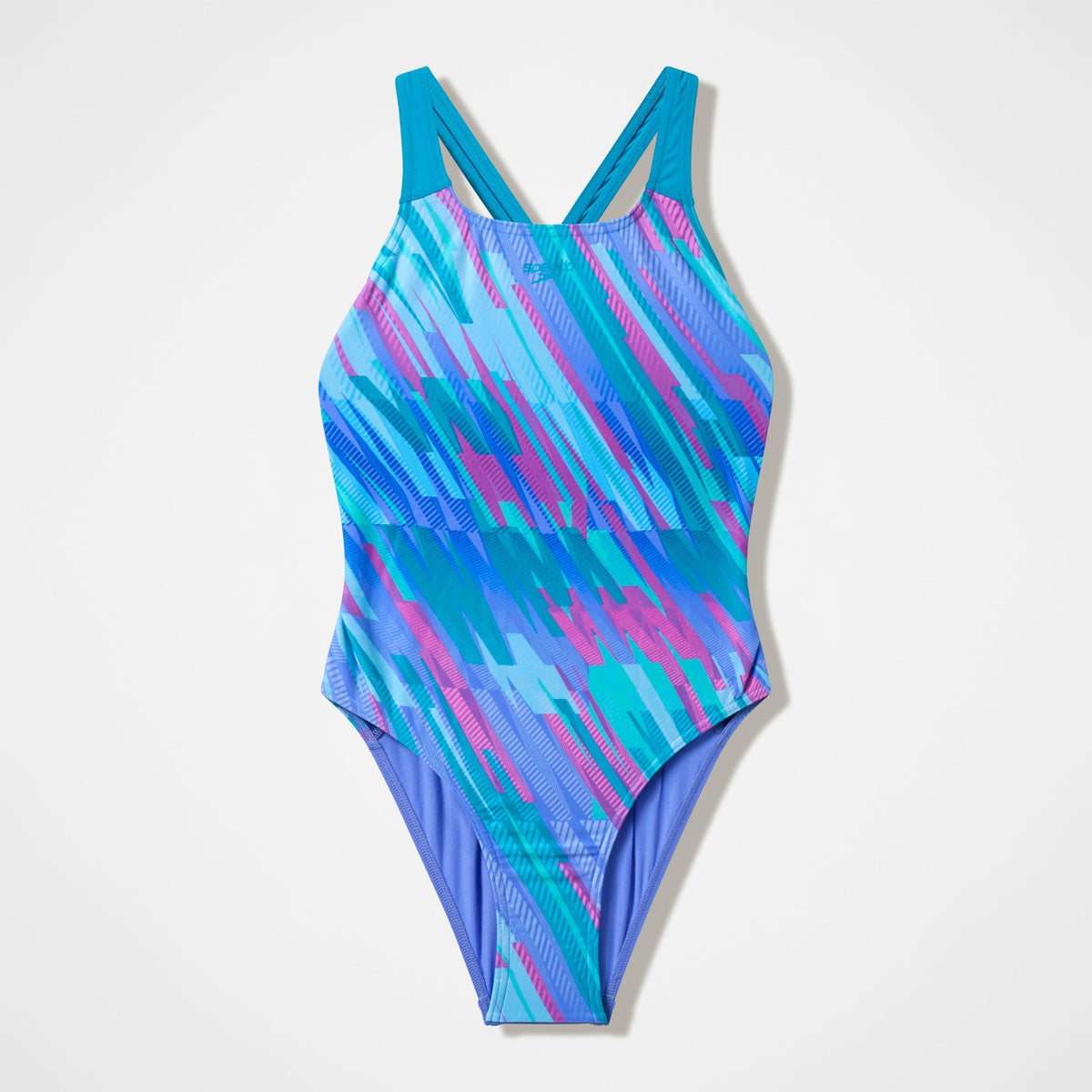 Girls Printed Powerback Swimsuit Purple/Blue | Speedo
