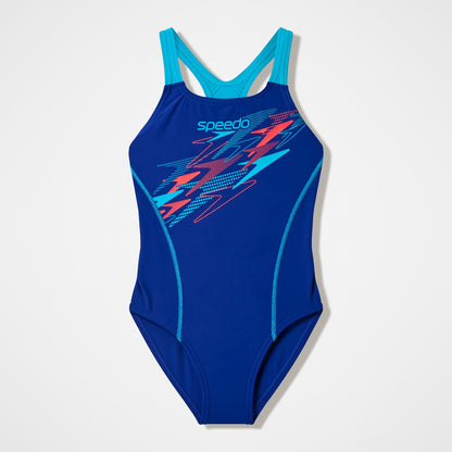 Girls Medley Logo Medalist Swimsuit Blue | Speedo