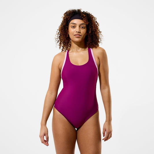Colourblock Racerback Swimsuit Dark Pink | Speedo