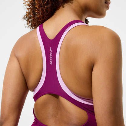 Colourblock Racerback Swimsuit Dark Pink | Speedo