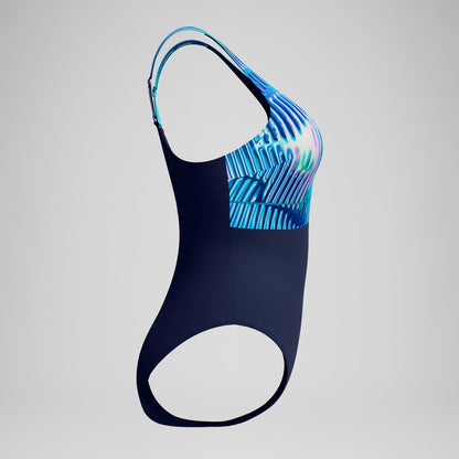 Shaping Printed Contour Eclipse Swimsuit Navy /Green | Speedo