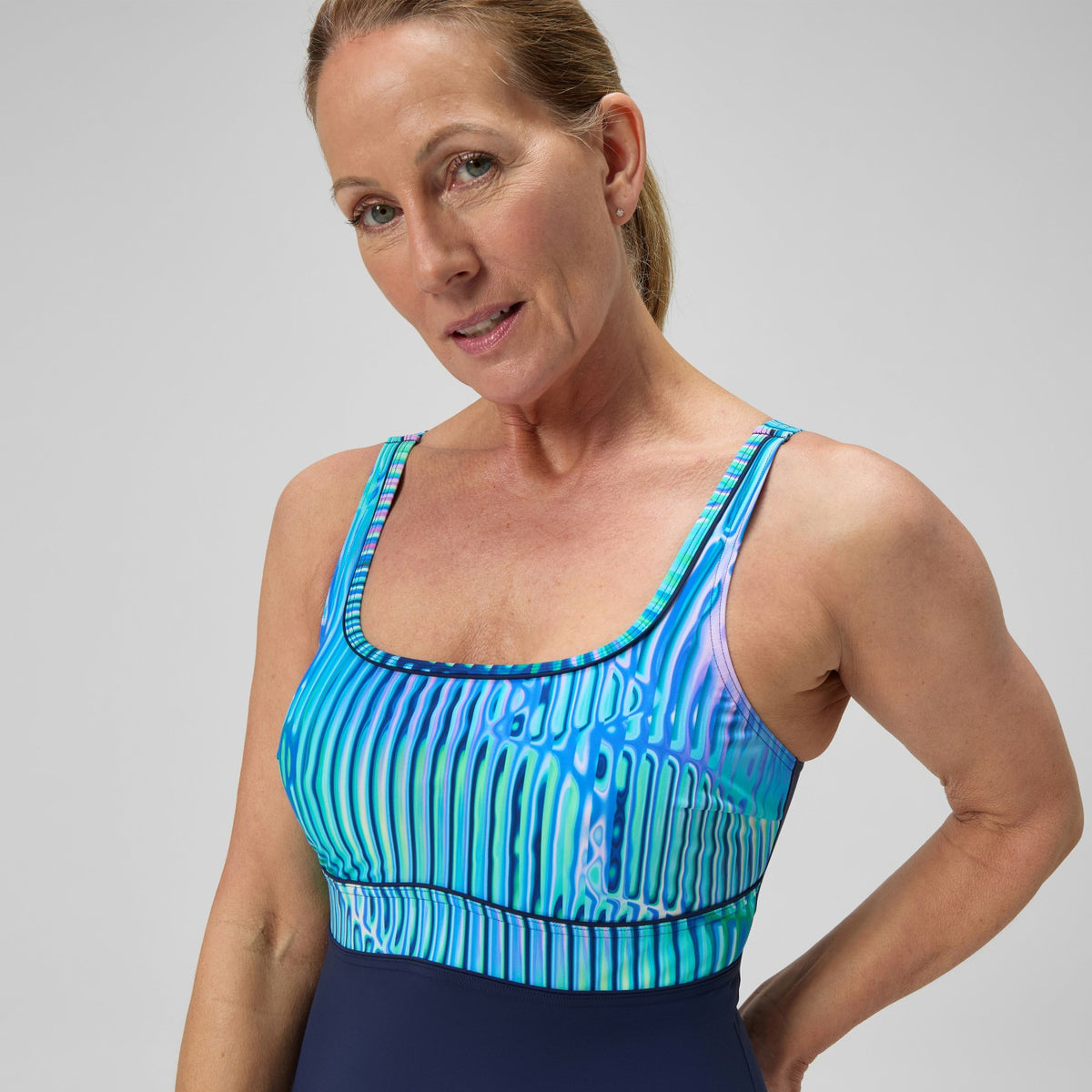 Shaping Printed Contour Eclipse Swimsuit Navy /Green | Speedo