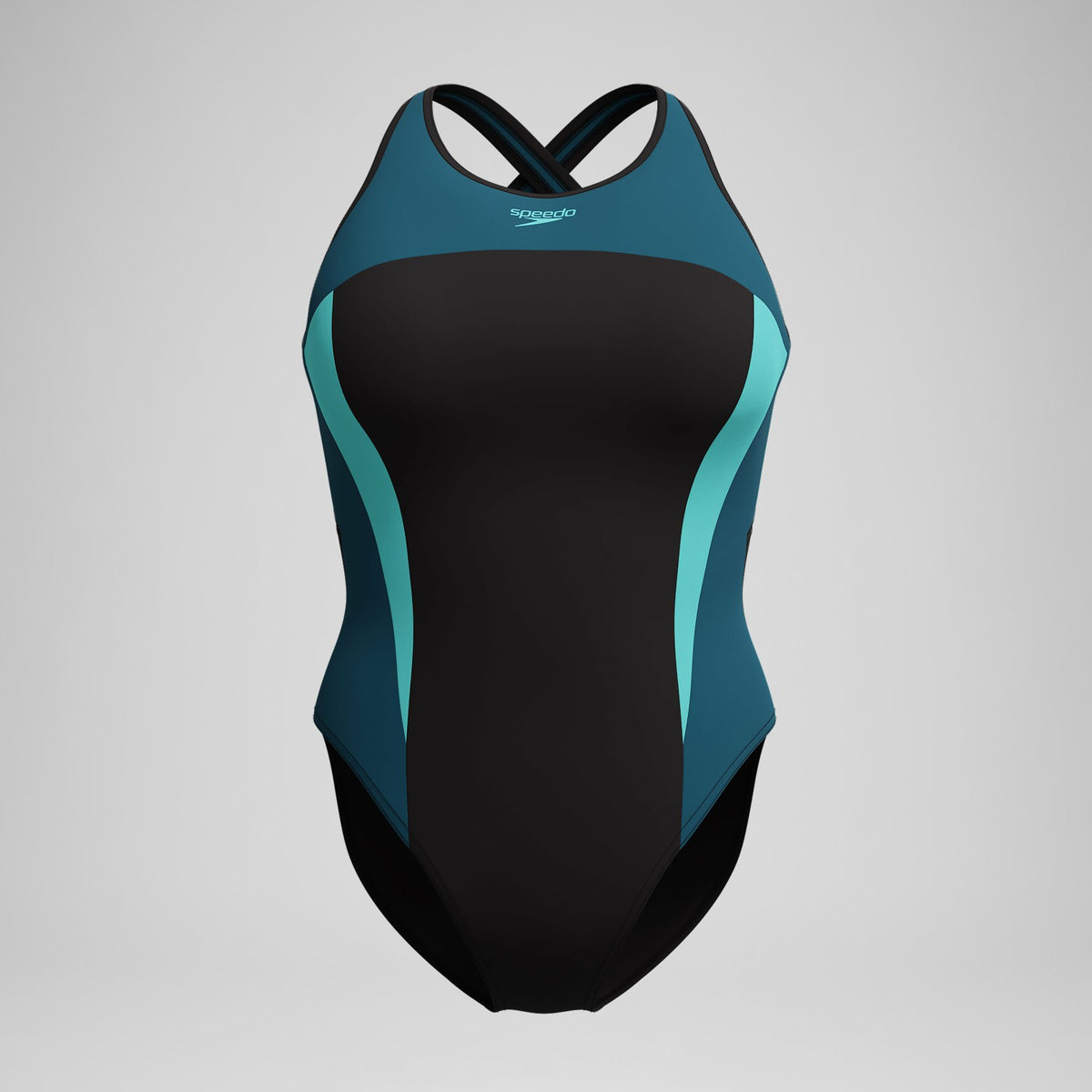 Highneck Splice Crossback Swimsuit DarkTeal/Green | Speedo