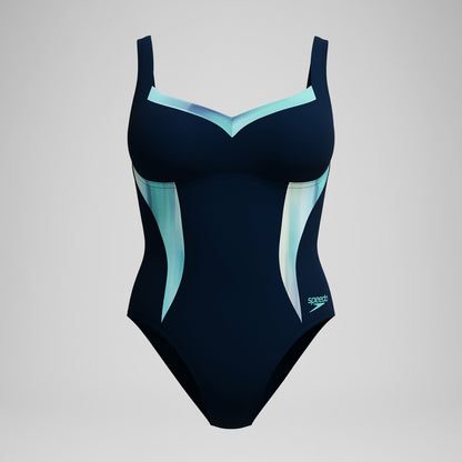 Shaping Printed LunaElustre Swimsuit Navy/Green | Speedo