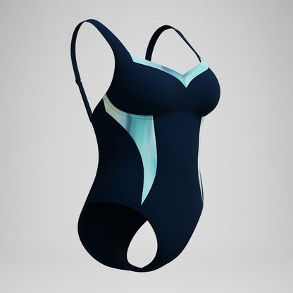 Shaping Printed LunaElustre Swimsuit Navy/Green | Speedo