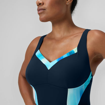 Shaping Printed LunaElustre Swimsuit Navy/Green | Speedo