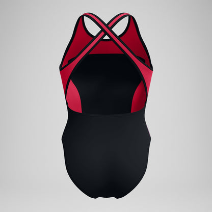 Highneck Splice Crossback Swimsuit Black/Pink | Speedo