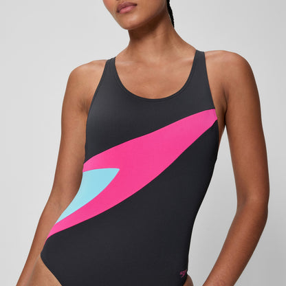 Hyperboom Butterfly Back Swimsuit Black/Pink | Speedo
