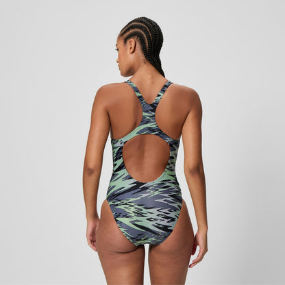 Hyperboom Printed Medalist Swimsuit Green | Speedo