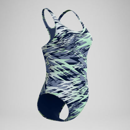 Hyperboom Printed Medalist Swimsuit Green | Speedo