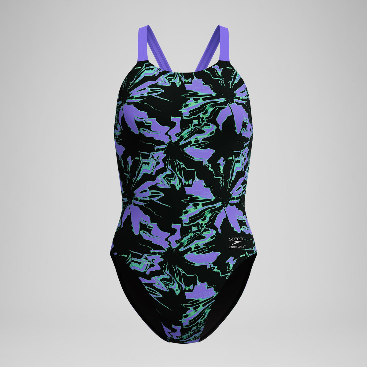 Club Training Printed Leaderback Swimsuit Black/Purple | Speedo