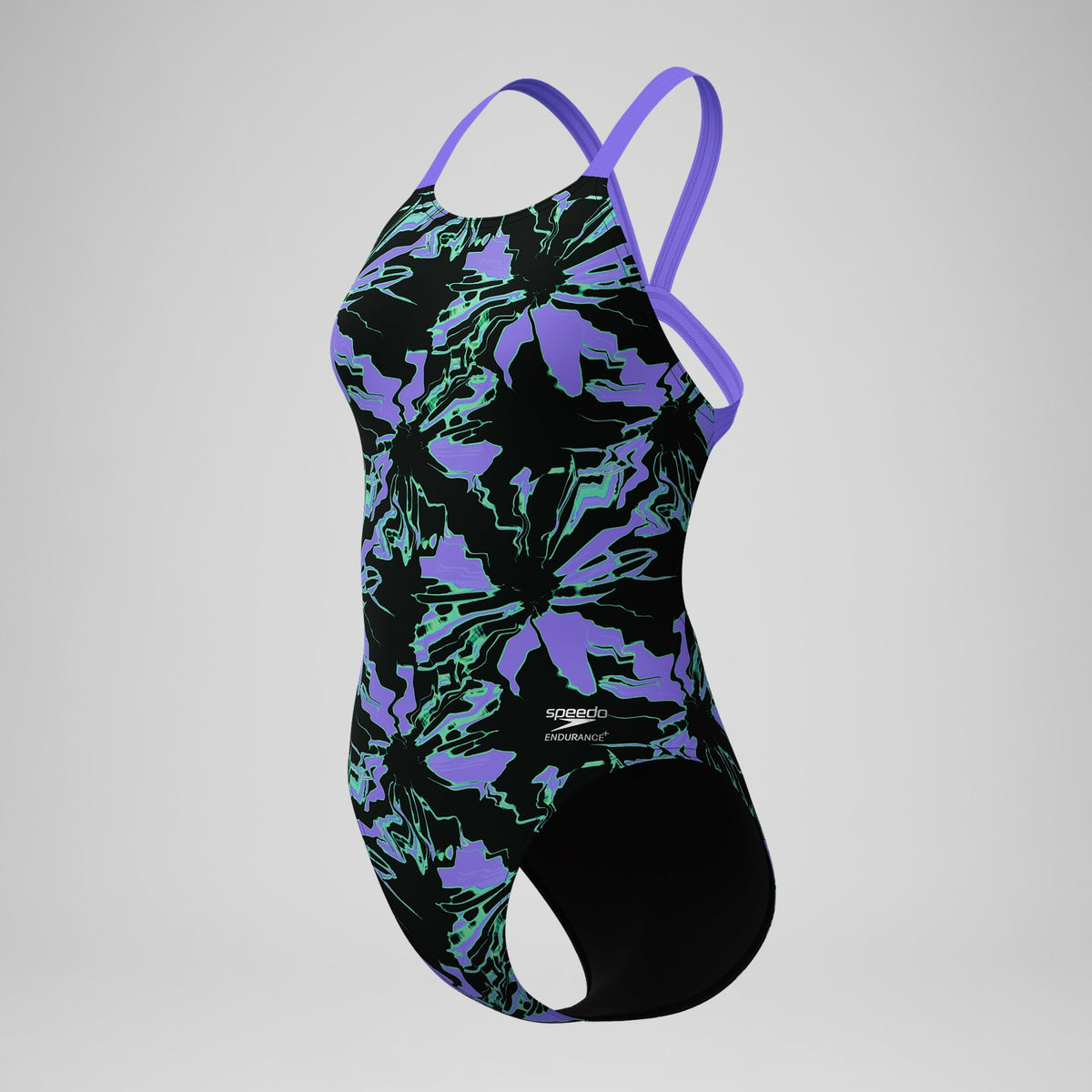 Club Training Printed Leaderback Swimsuit Black/Purple | Speedo