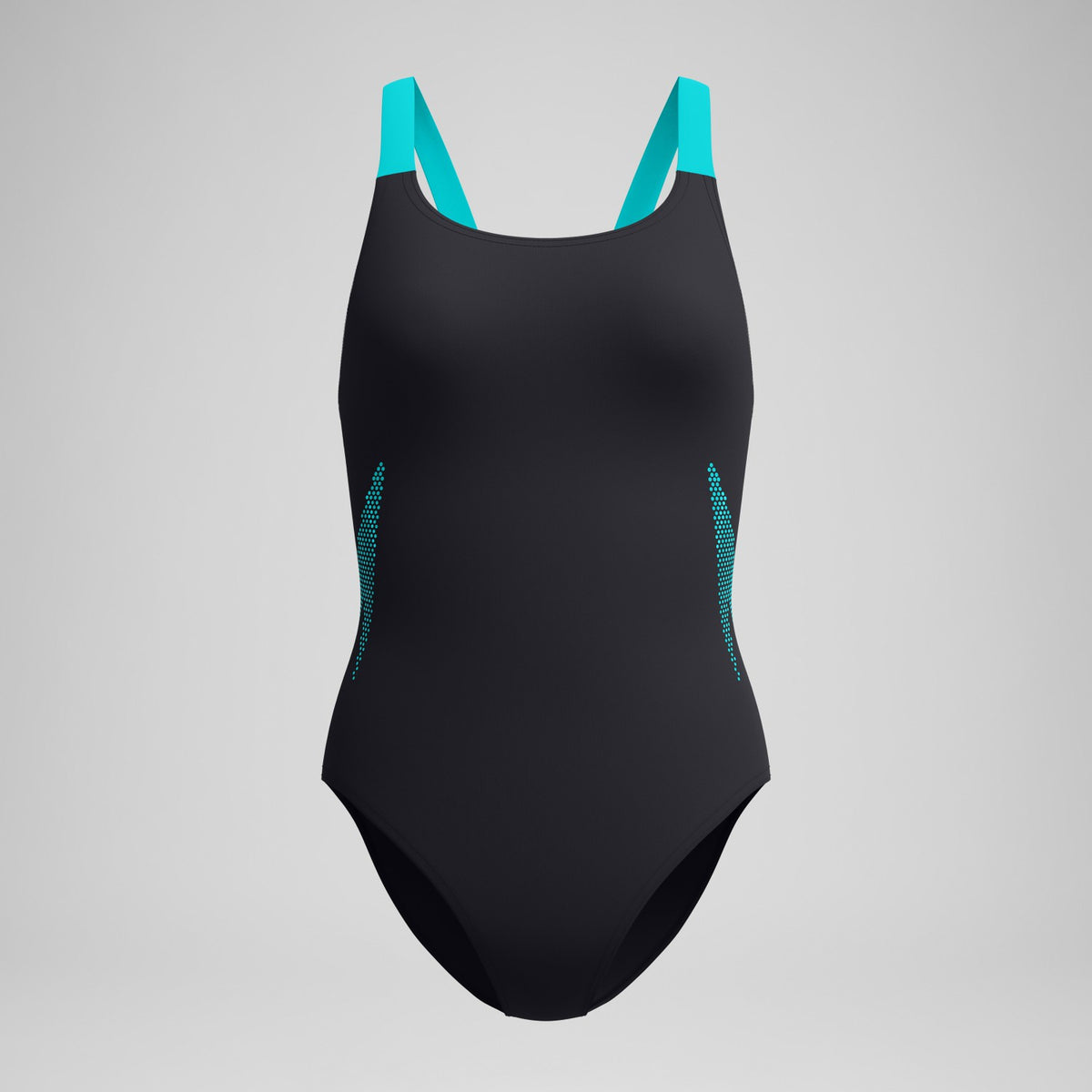 Boom Solid Leaderback Swimsuit Black/Turquoise | Speedo