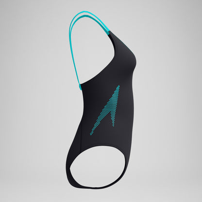 Boom Solid Leaderback Swimsuit Black/Turquoise | Speedo