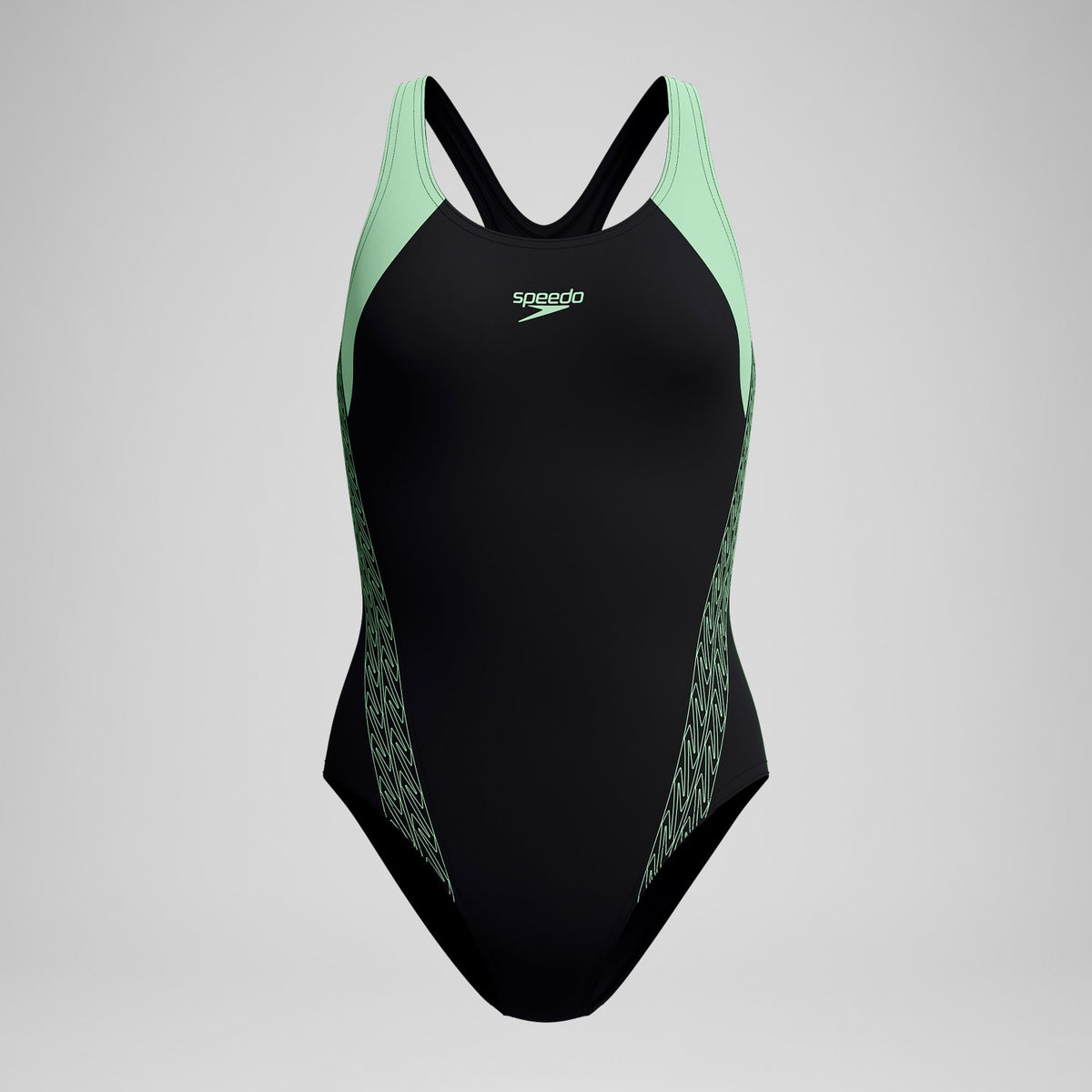 Placement Laneback Swimsuit Black/Green | Speedo