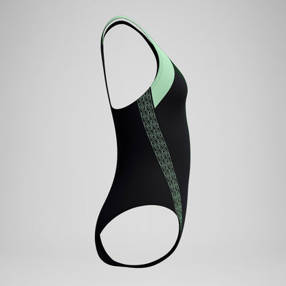 Placement Laneback Swimsuit Black/Green | Speedo