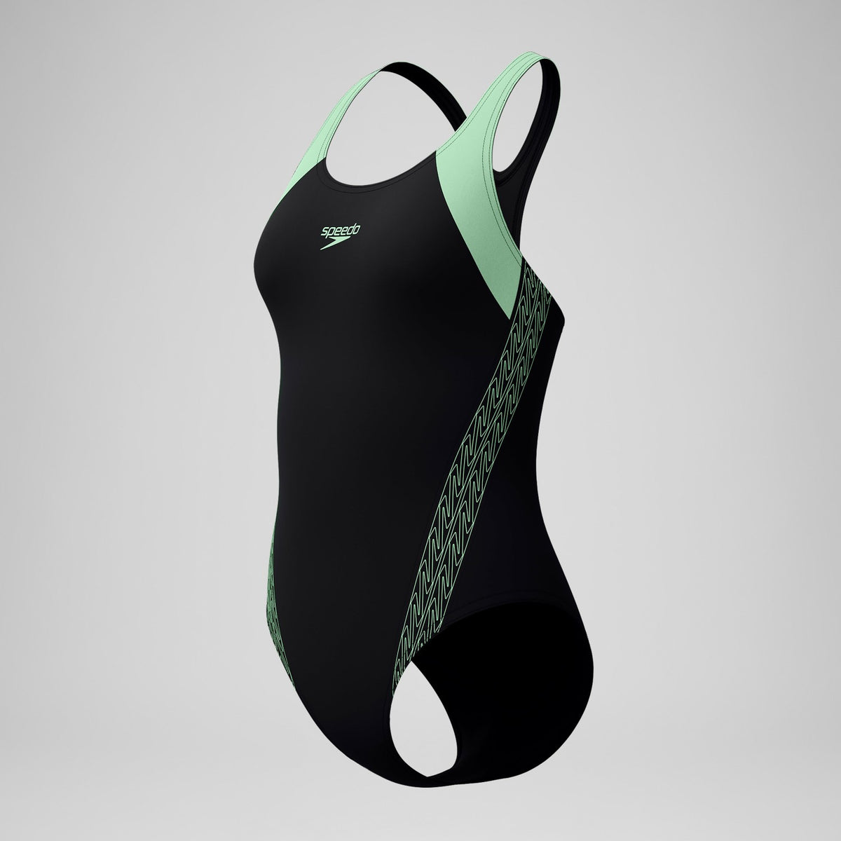 Placement Laneback Swimsuit Black/Green | Speedo