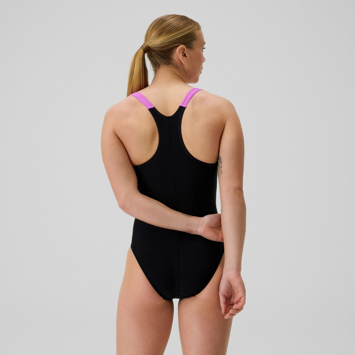 HyberBoom Splice Racerback Swimsuit Black/Pink | Speedo