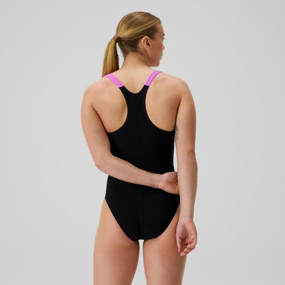 HyberBoom Splice Racerback Swimsuit Black/Pink | Speedo