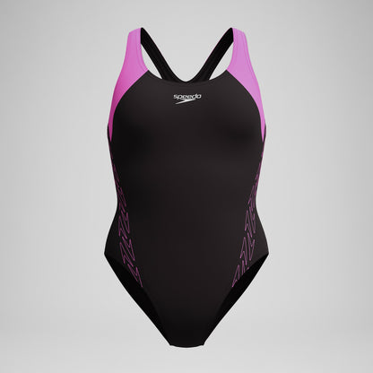 HyberBoom Splice Racerback Swimsuit Black/Pink | Speedo
