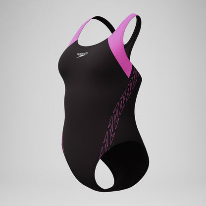 HyberBoom Splice Racerback Swimsuit Black/Pink | Speedo