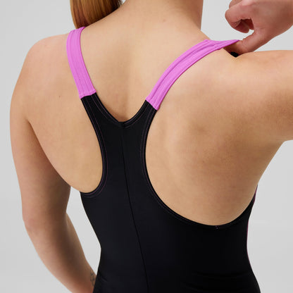 HyberBoom Splice Racerback Swimsuit Black/Pink | Speedo