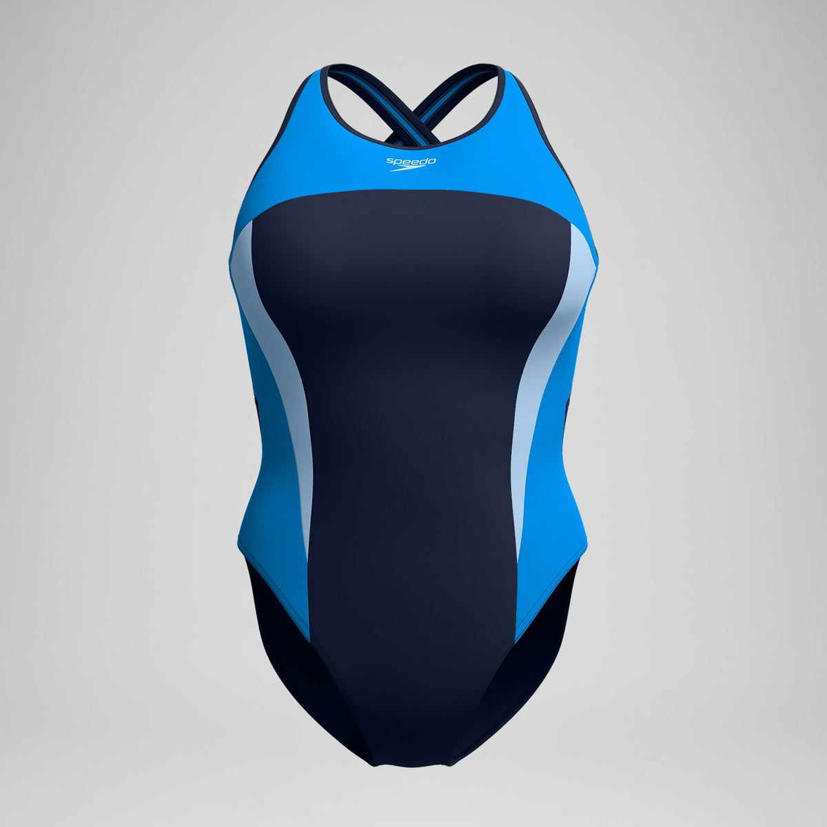 High Neck Splice Cross Back Swimsuit Navy/Blue | Speedo