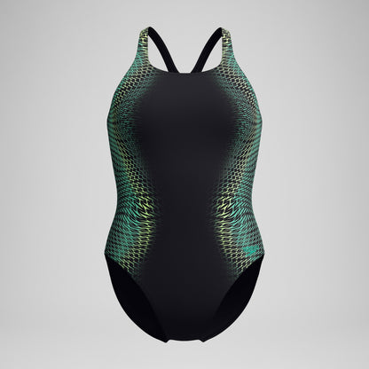 Medalist Printed Swimsuit Black/Green | Speedo