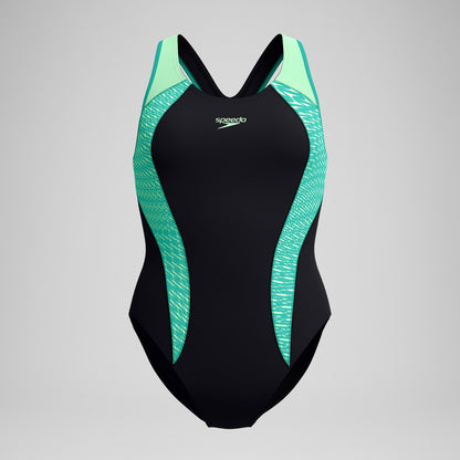 Placement Laneback Swimsuit Black/Turquoise | Speedo