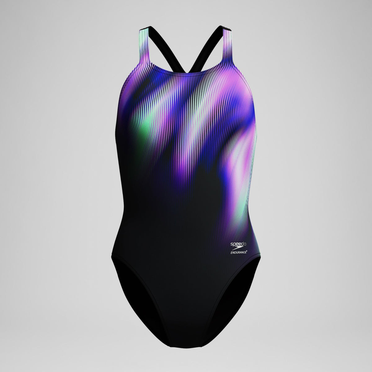 Club Training Printed Powerback Swimsuit Black/Purple | Speedo