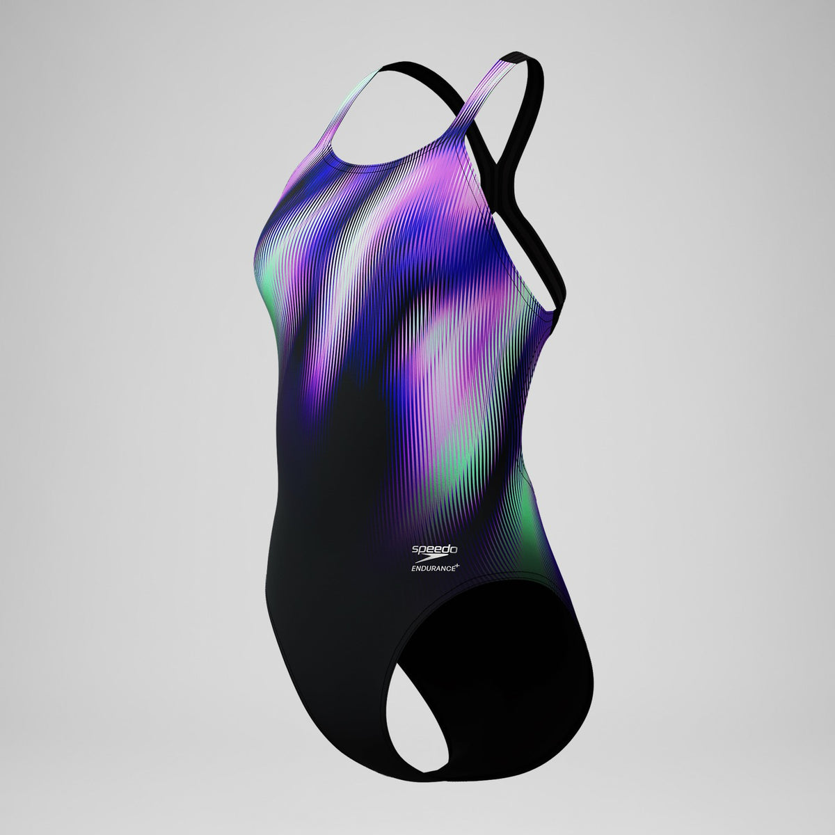 Club Training Printed Powerback Swimsuit Black/Purple | Speedo