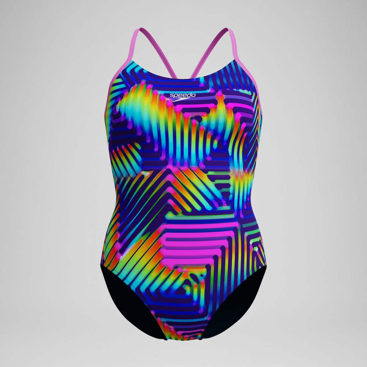 Club Training Printed Fixed Crossback Swimsuit Navy/Green | Speedo