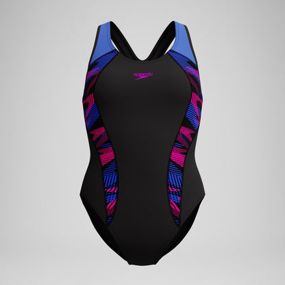 Placement Laneback Swimsuit Black/Blue | Speedo