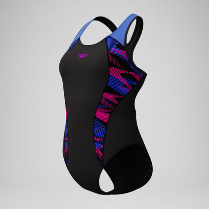 Placement Laneback Swimsuit Black/Blue | Speedo