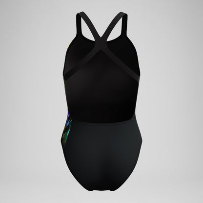 Club Training Printed Powerback Swimsuit Black | Speedo