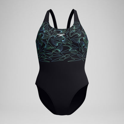 Hyperboom Placement Muscleback Swimsuit Black/Green | Speedo
