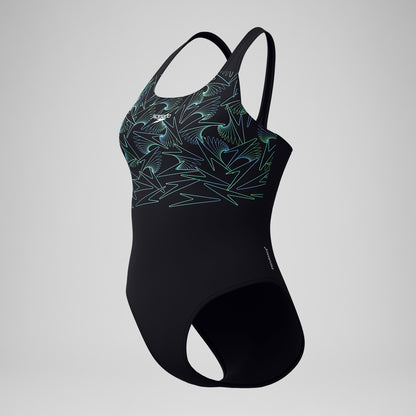 Hyperboom Placement Muscleback Swimsuit Black/Green | Speedo