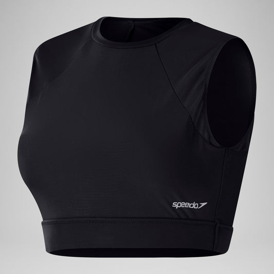 Mesh Solid Crop Top Black | Speedo